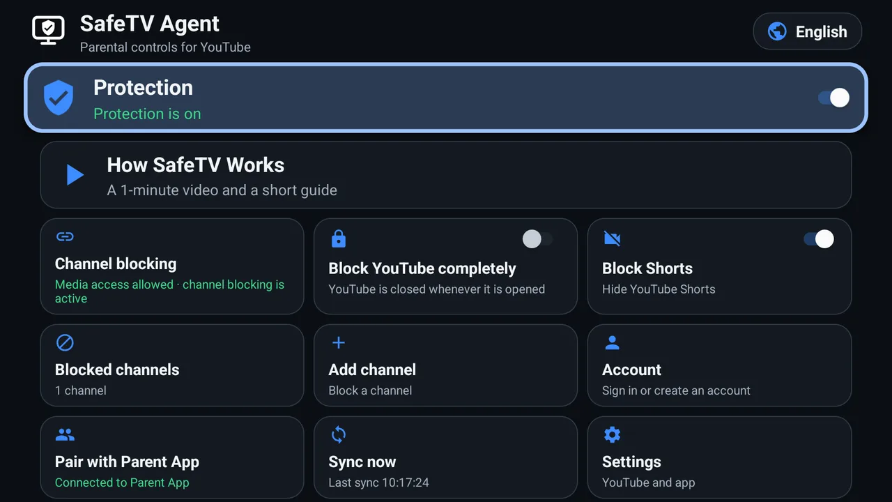SafeTV Agent på TV: beskyttelse er på